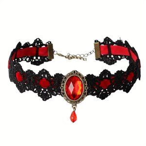 Lace Choker Necklace Sexy Jewel Goth Rave Punk Scene Costume Role Play Black Red